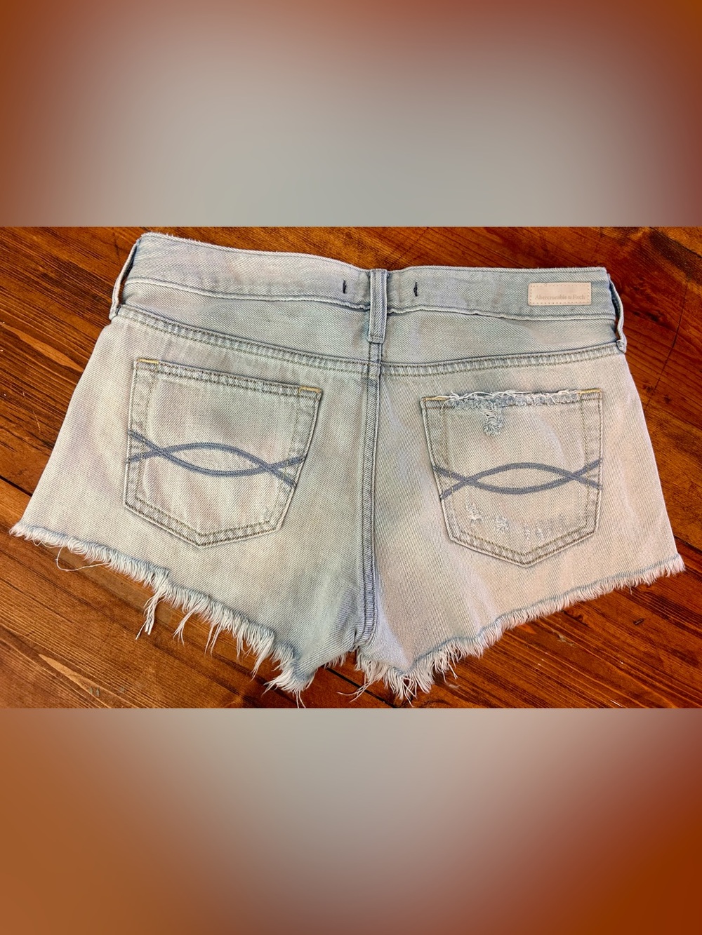 Abercrombie & Fitch light blue distressed denim cut-off shorts - Picture 2 of 6